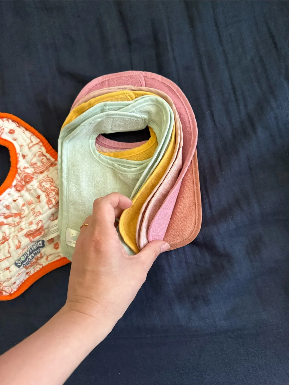 Orange Trim Kids Bib - Soft Cotton